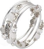 FULU AUTUMN Stackable Beaded Bracelets for Women Boho Wrap Silver Bracelet Layered Fashion Jewelry Gifts for Her - Image 2
